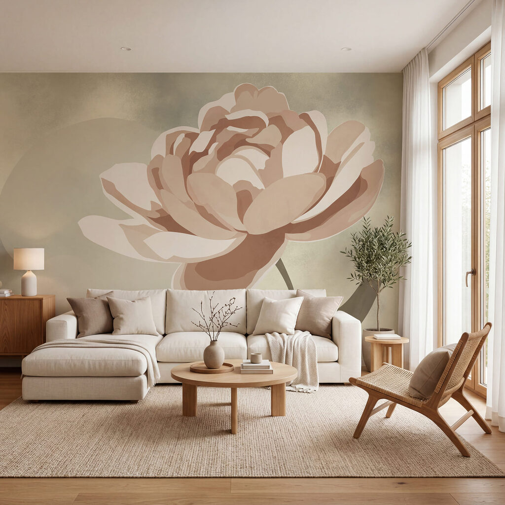 Fleur et nuage coloré dans un intérieur