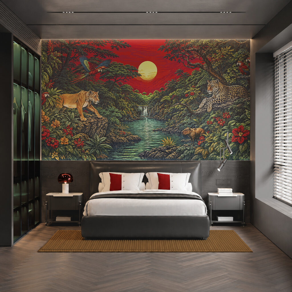 Félins de la jungle dans un intérieur