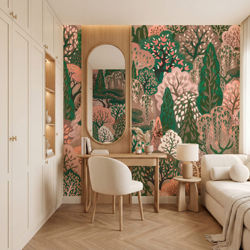 Cerfs parmi les arbres — intérieur 1