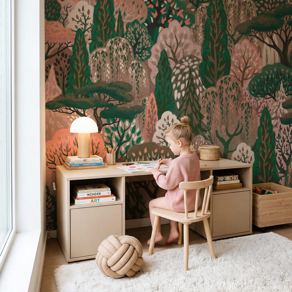 Cerfs parmi les arbres — intérieur 3