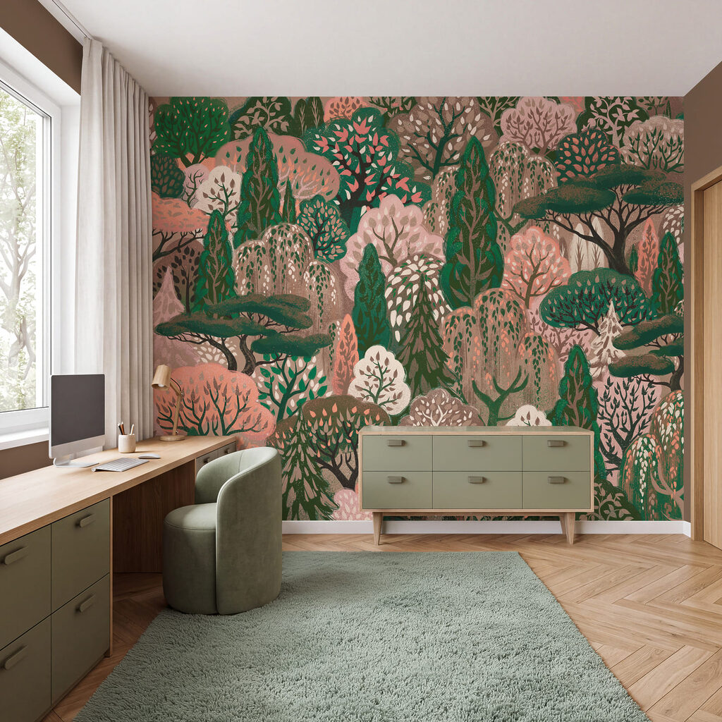Cerfs parmi les arbres — intérieur 2