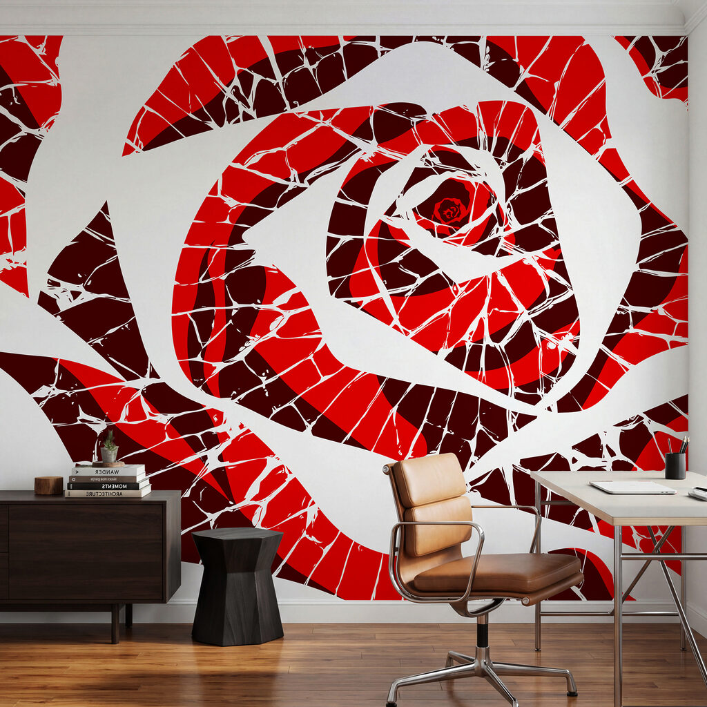 Rose en éclats colorés dans un intérieur