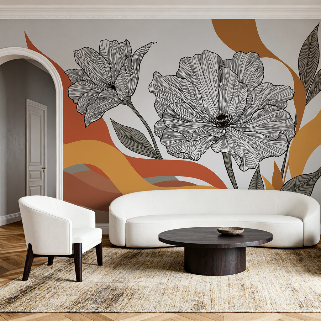 Fleurs sur vagues colorées — intérieur 2