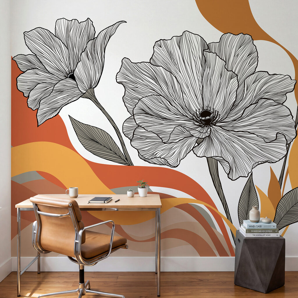 Fleurs sur vagues colorées — intérieur 4