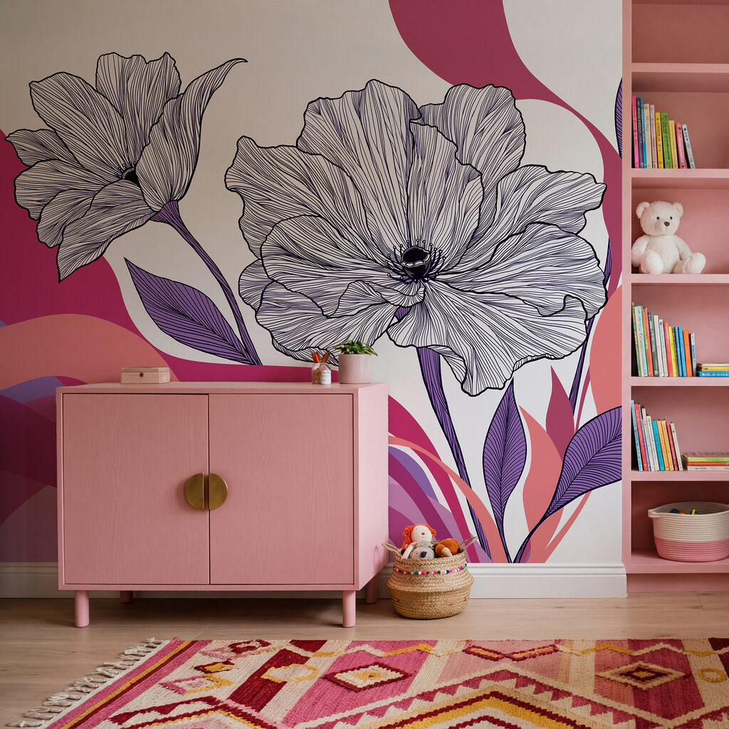 Fleurs sur vagues colorées — intérieur 3