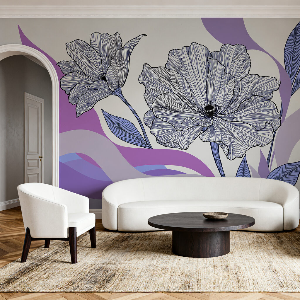 Fleurs sur vagues colorées — intérieur 2