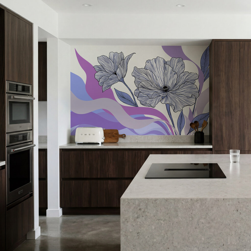 Fleurs sur vagues colorées — intérieur 4