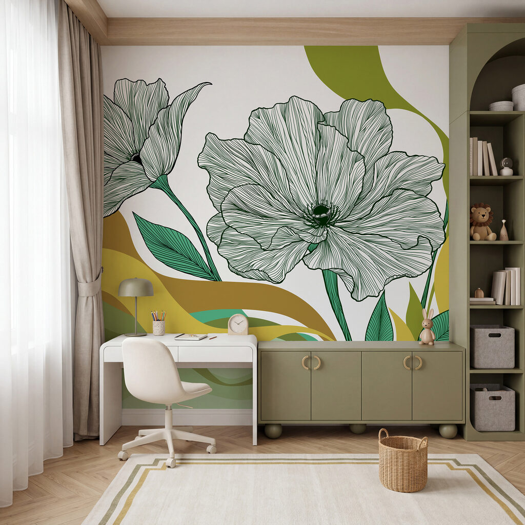 Fleurs sur vagues colorées — intérieur 2