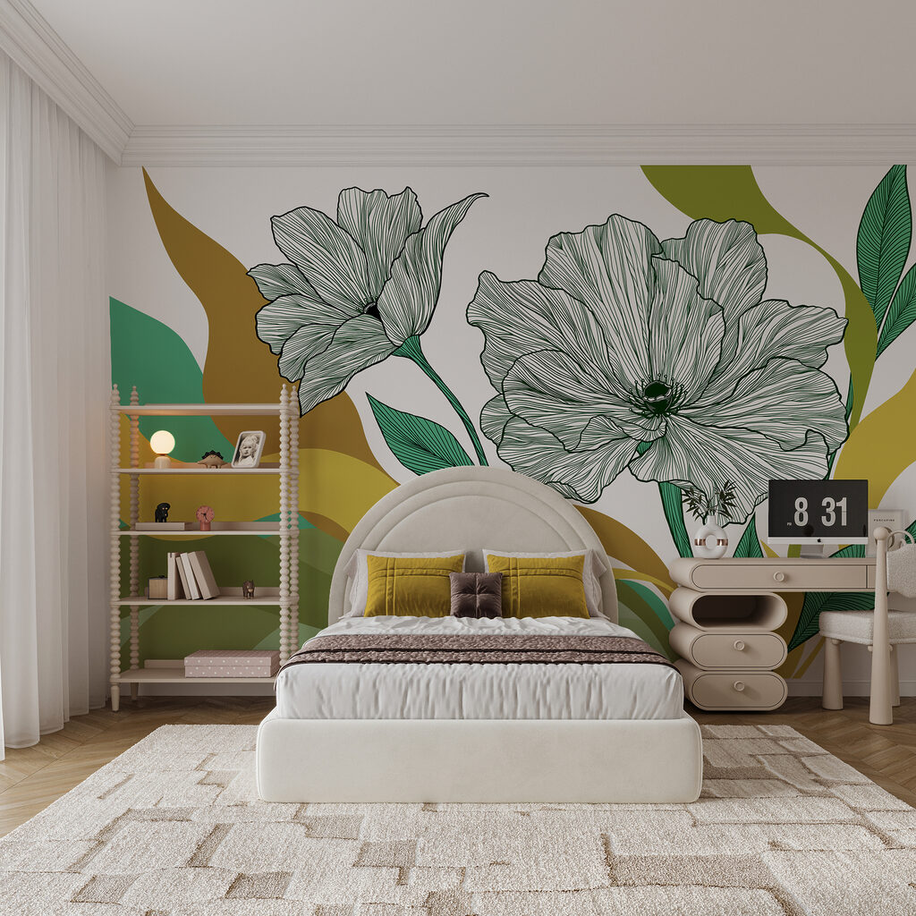 Fleurs sur vagues colorées — intérieur 3