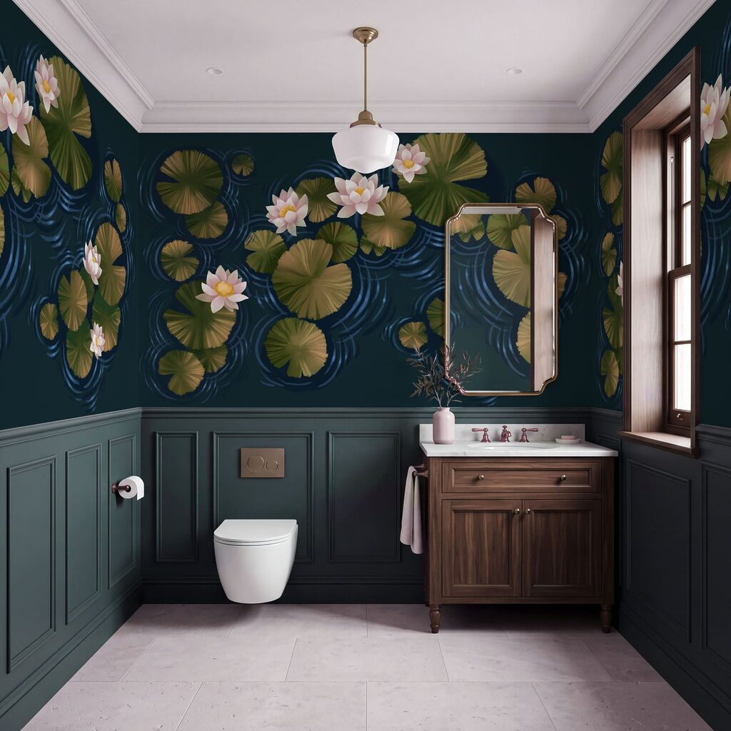 Nénuphars aux cercles bleus dans un intérieur