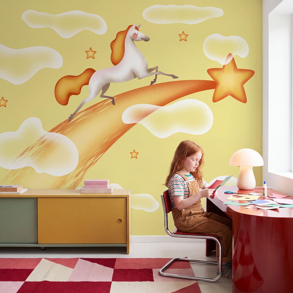 Licorne et étoile filante dans un intérieur