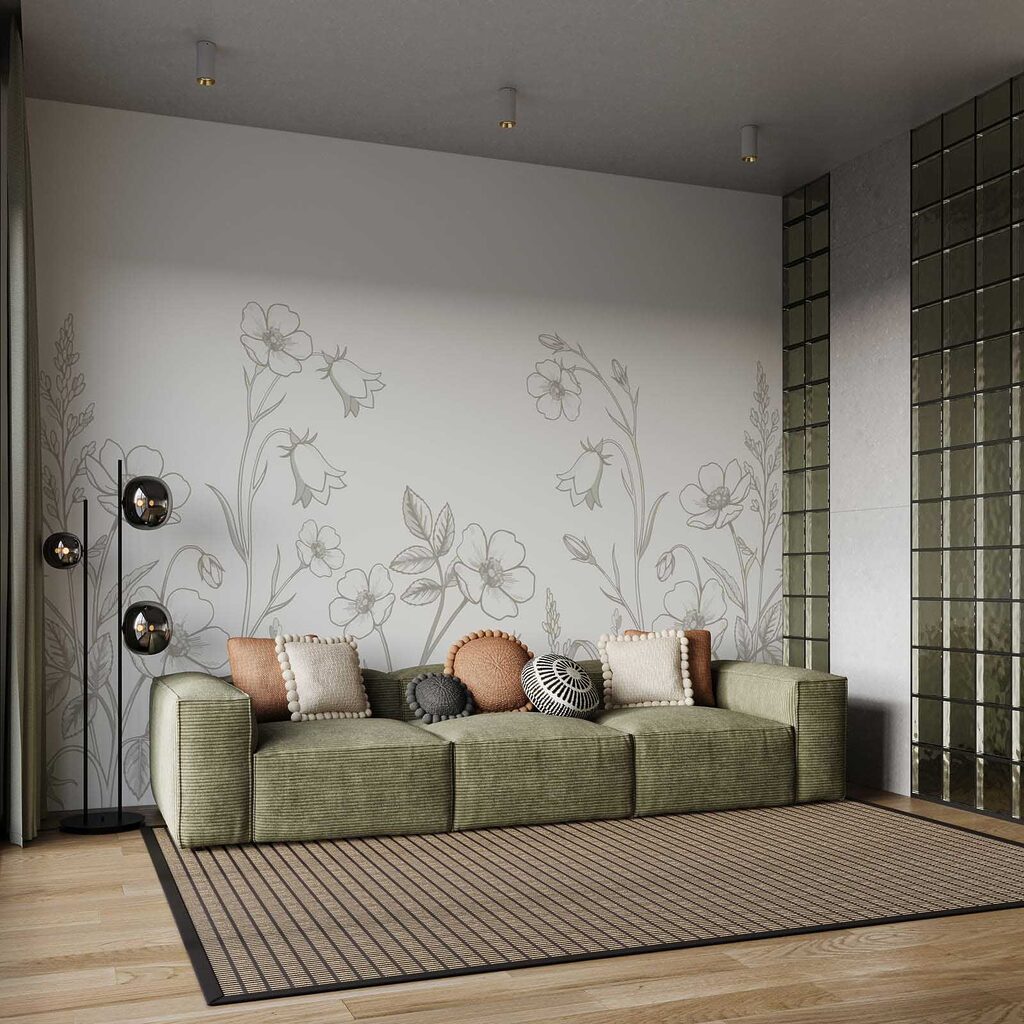 Fleurs fines en bordure dans un intérieur
