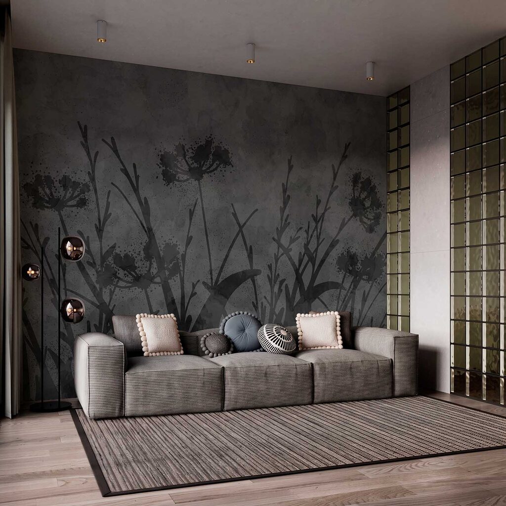 Fleurs dans l’ombre noire dans un intérieur
