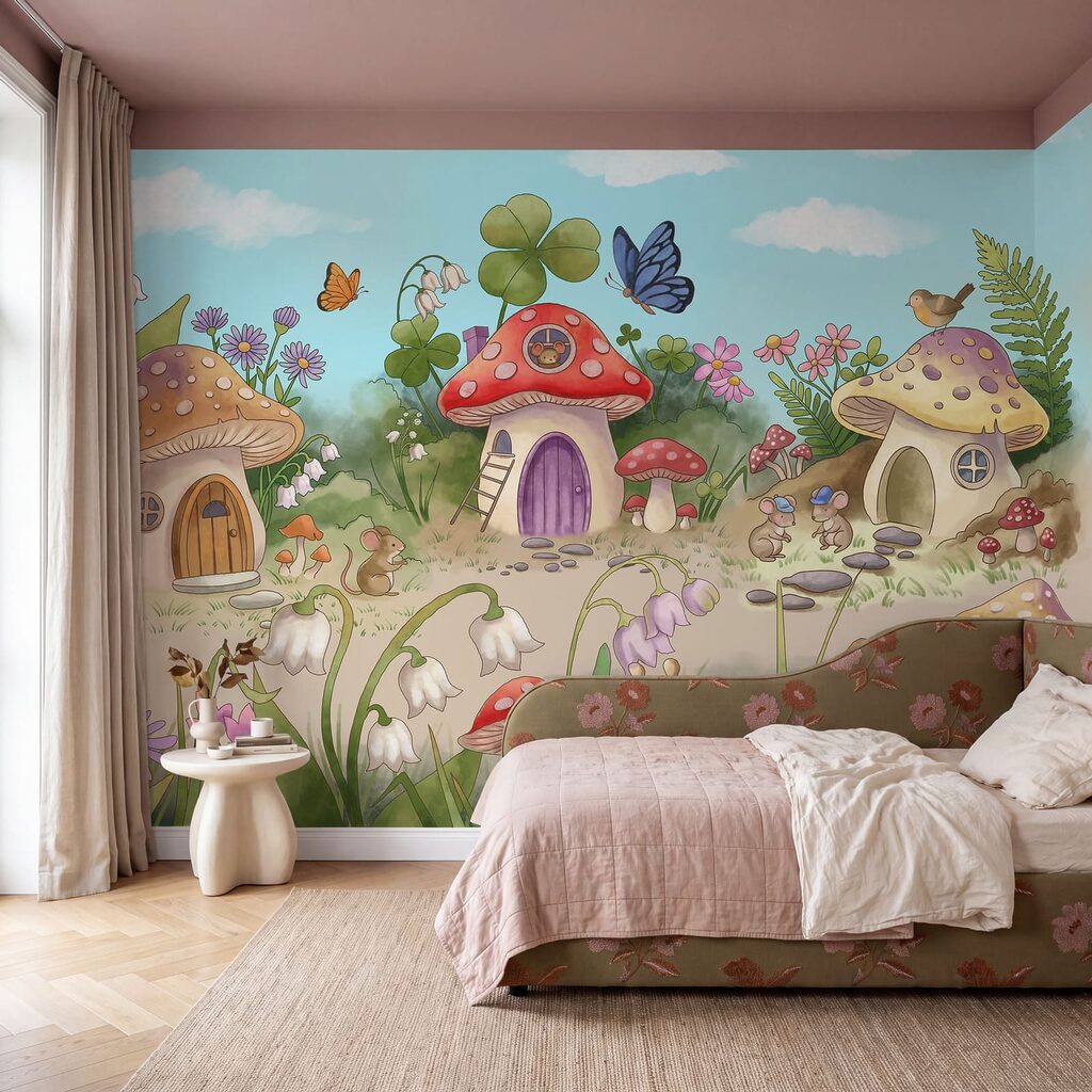 Un village de champignons dans un intérieur