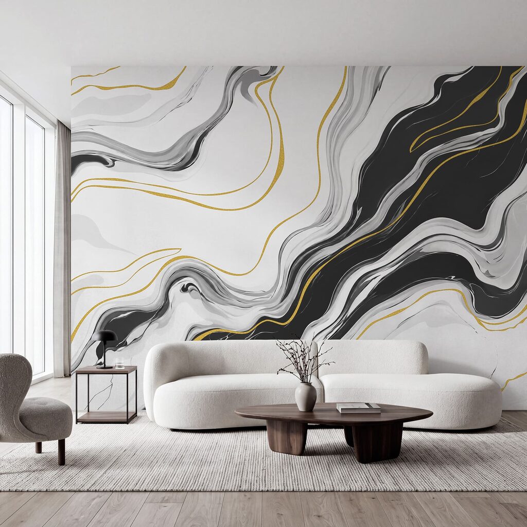 Veines et lignes dorées dans un intérieur