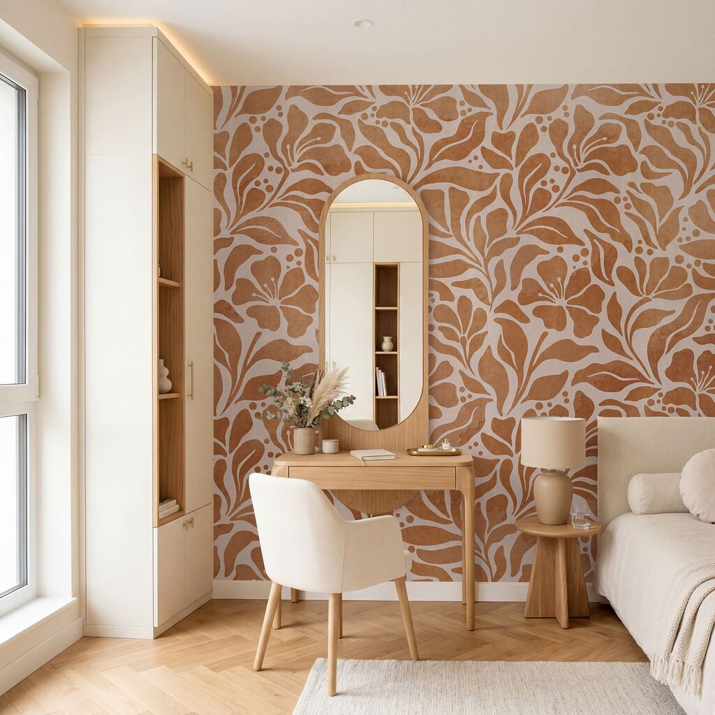Rameaux et aplats colorés dans un intérieur