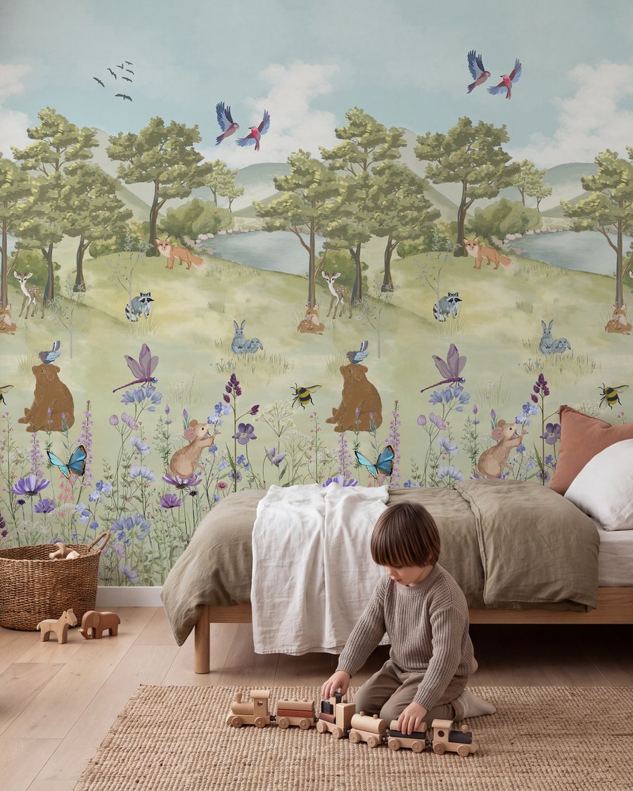 Amis de la forêt parmi les fleurs dans un intérieur