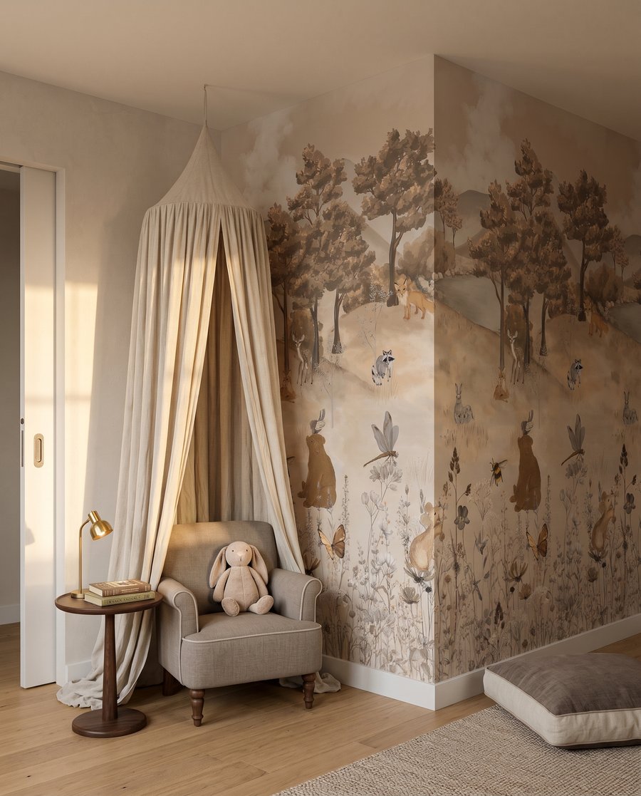 Amis de la forêt en tons sable — intérieur 1