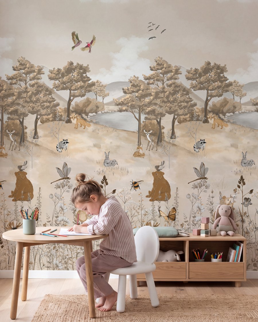 Amis de la forêt en tons sable — intérieur 2