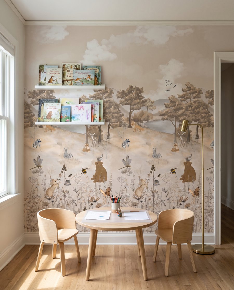 Amis de la forêt en tons sable — intérieur 4