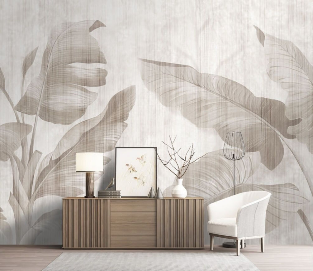 Ombres de feuilles patinées dans un intérieur