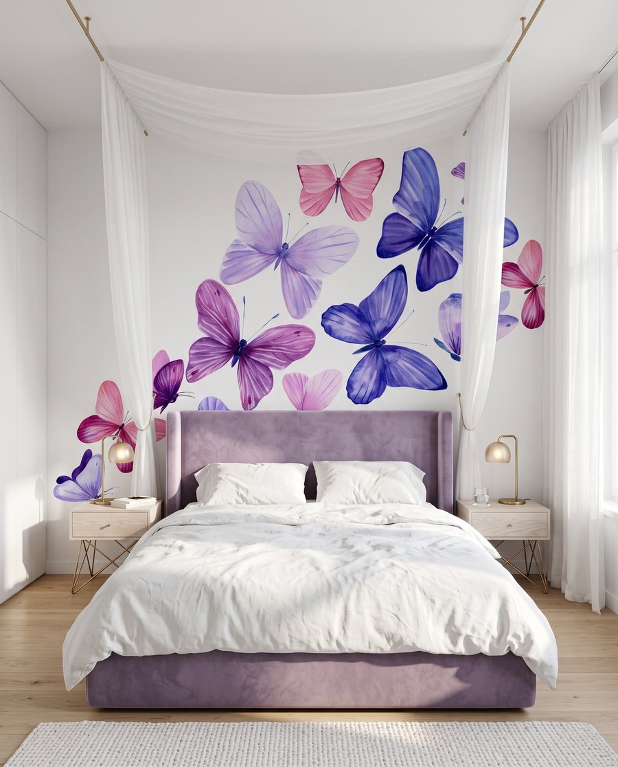 Papillons en éventail dans un intérieur