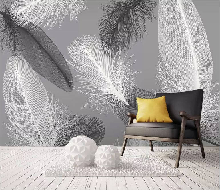 Plumes délicates monochromes — intérieur 1