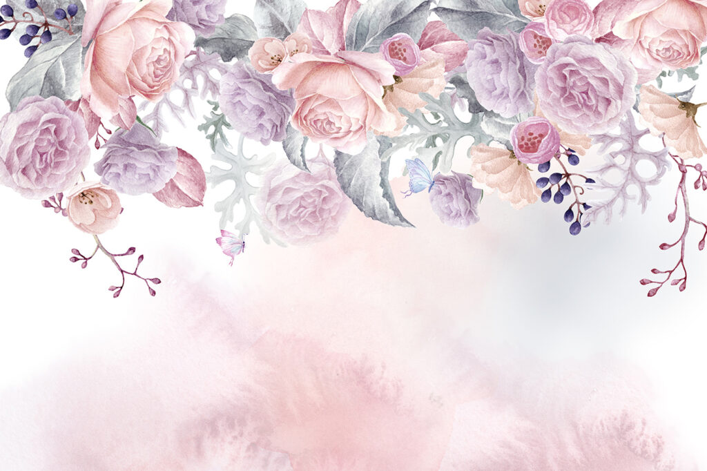 Fleurs à l’aquarelle — motif complet