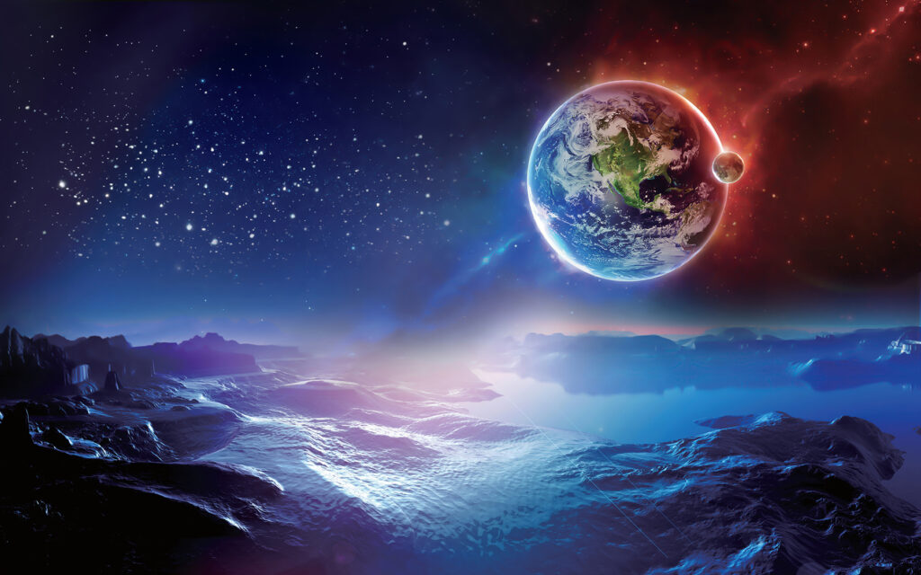 La Terre dans l’espace — motif complet