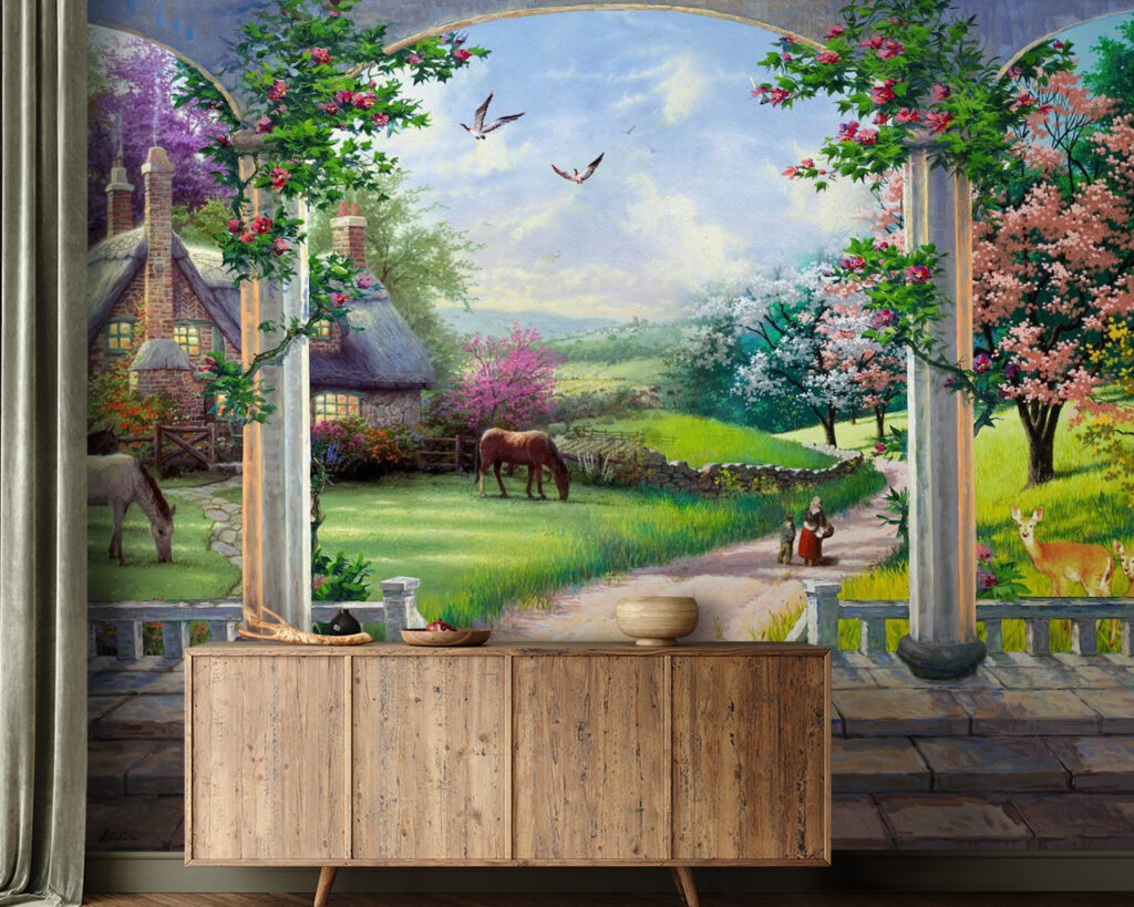 Arche fleurie sur jardin — intérieur 1