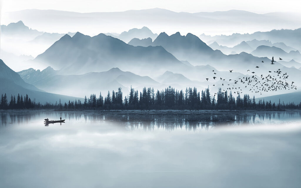 Silence sur l’eau — motif complet