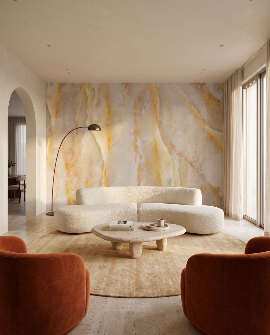 Veines d’or sur blanc dans un intérieur