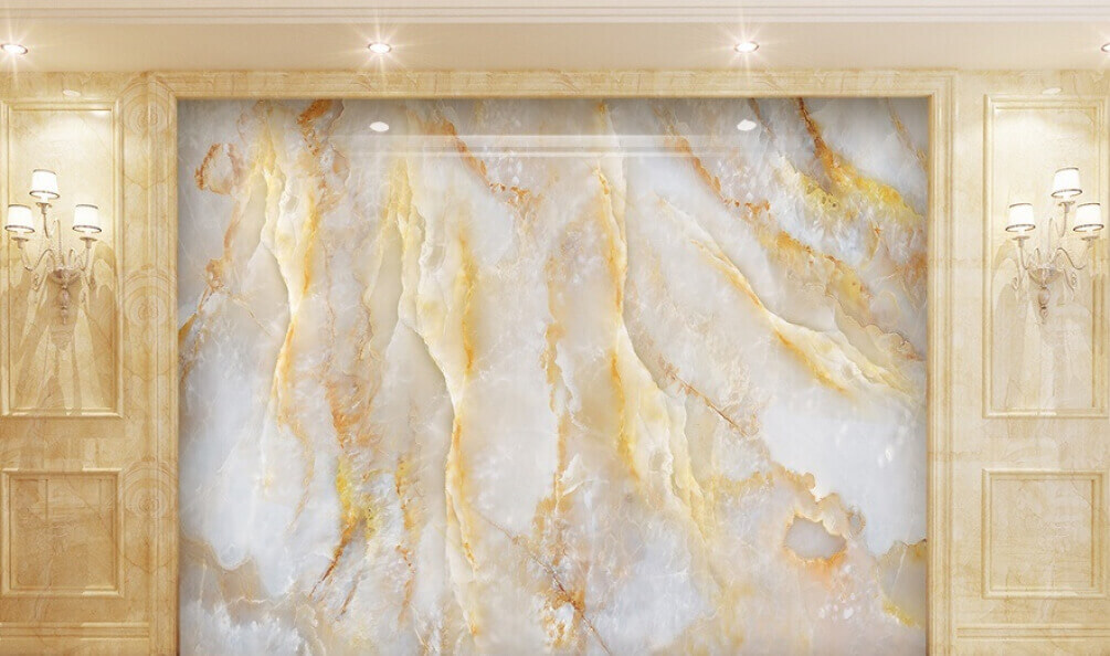 Veines d’or sur blanc dans un intérieur