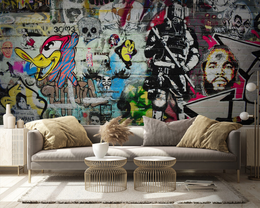 Collage urbain dans un intérieur