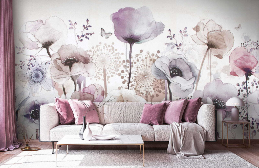 Champ fleuri lilas dans un intérieur