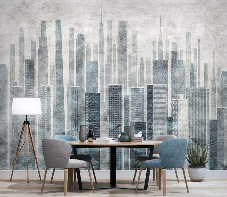Ville aux tons gris dans un intérieur