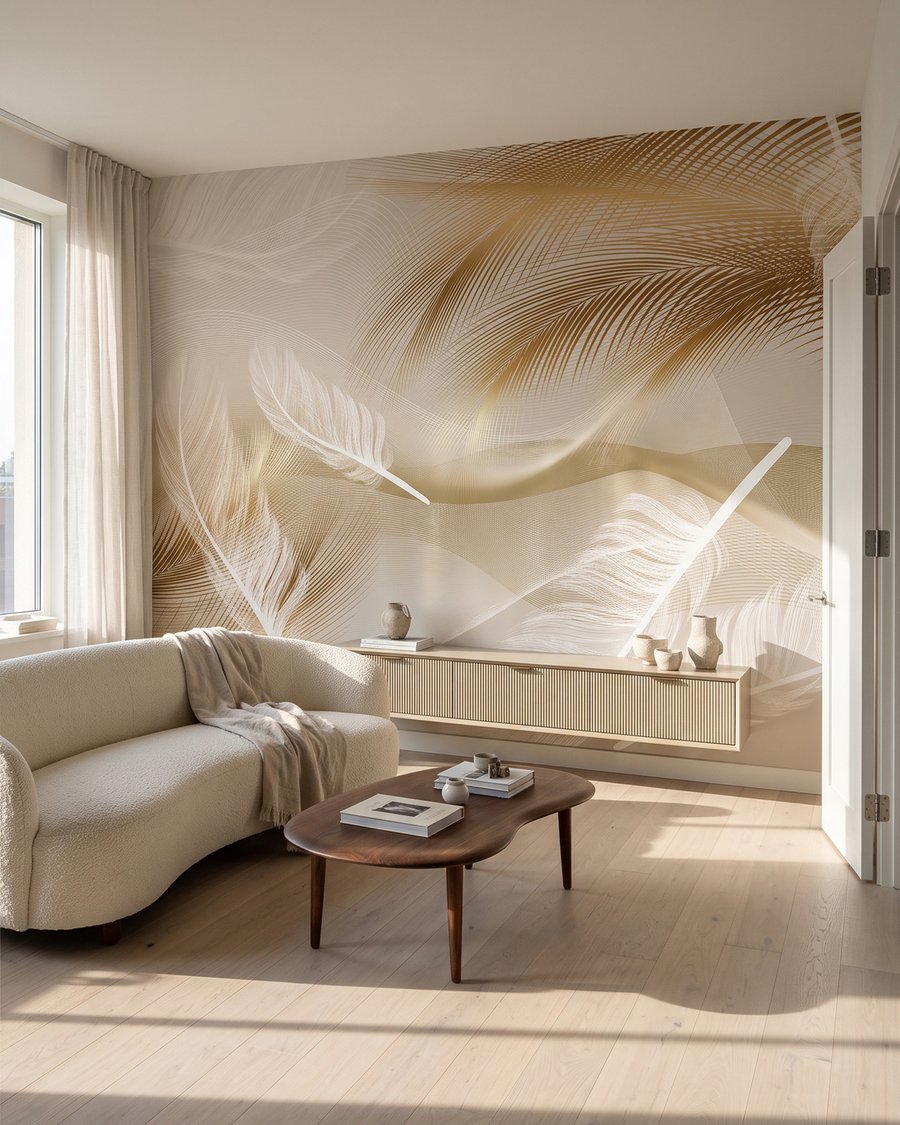 Plumes baignées de lumière dans un intérieur