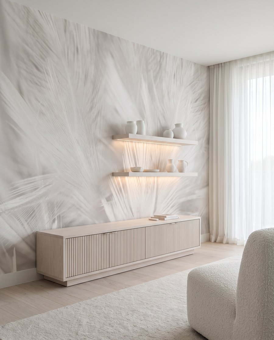 Nuage de plumes blanches dans un intérieur