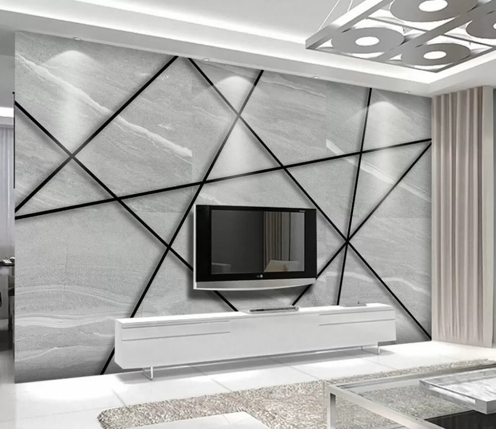 Lignes noires sur gris dans un intérieur