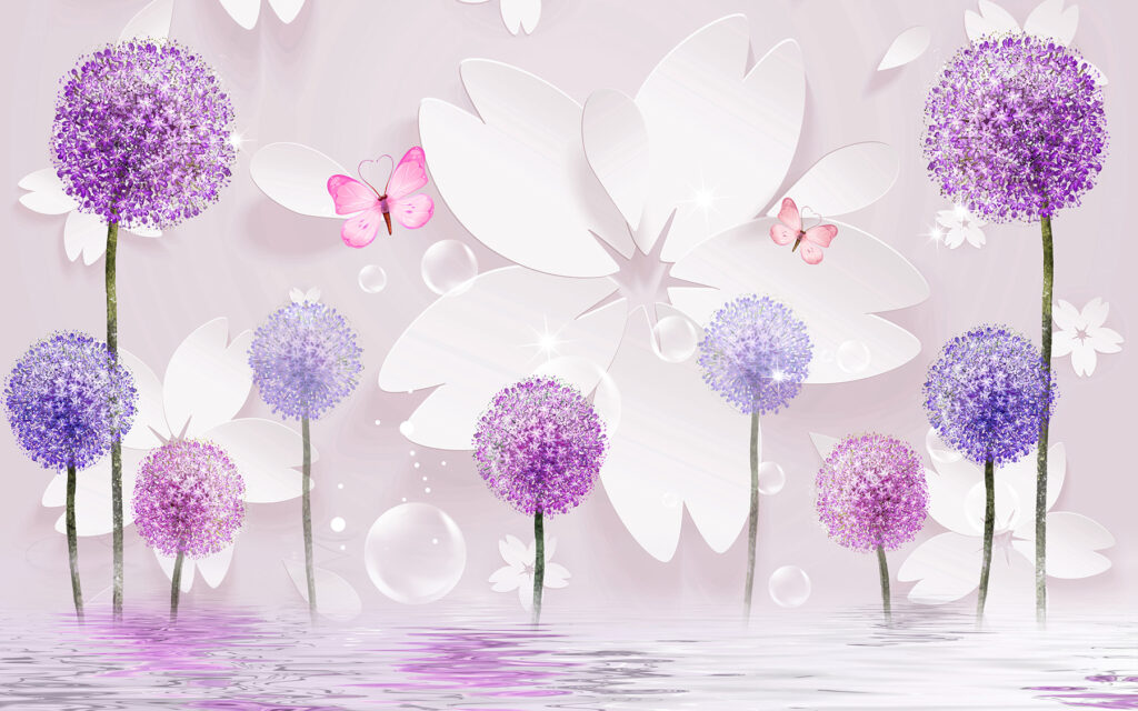 Fleurs violettes et blanches — motif complet