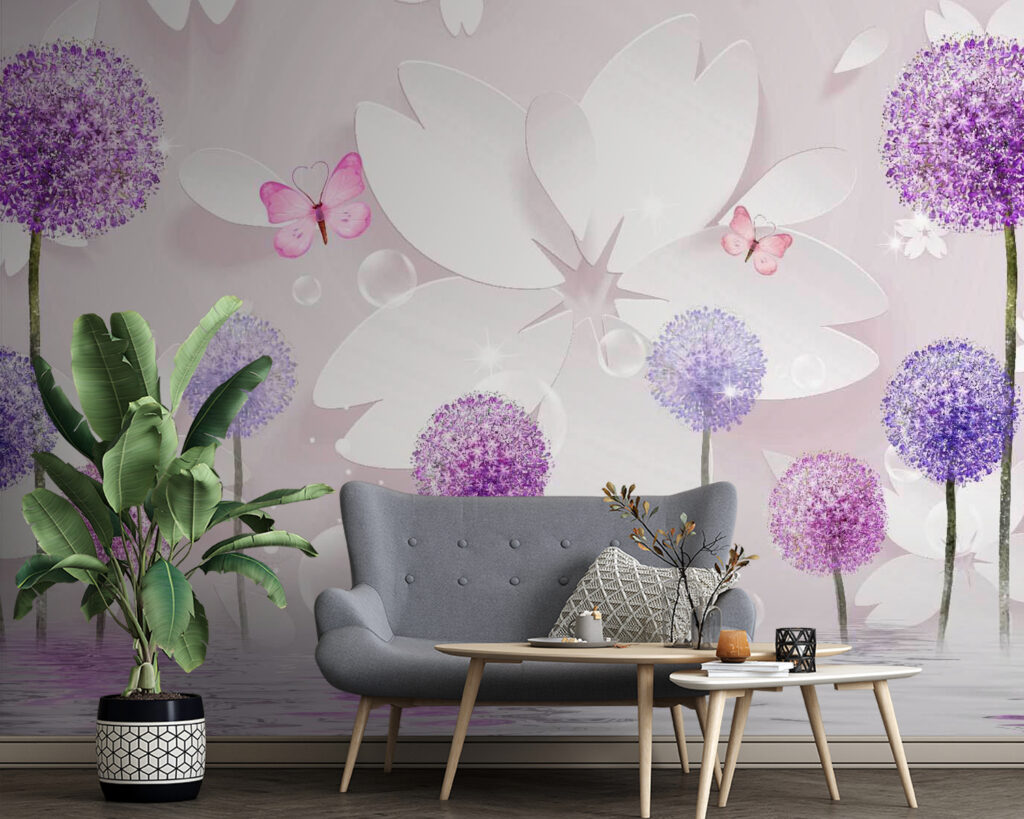 Fleurs violettes et blanches — intérieur 1