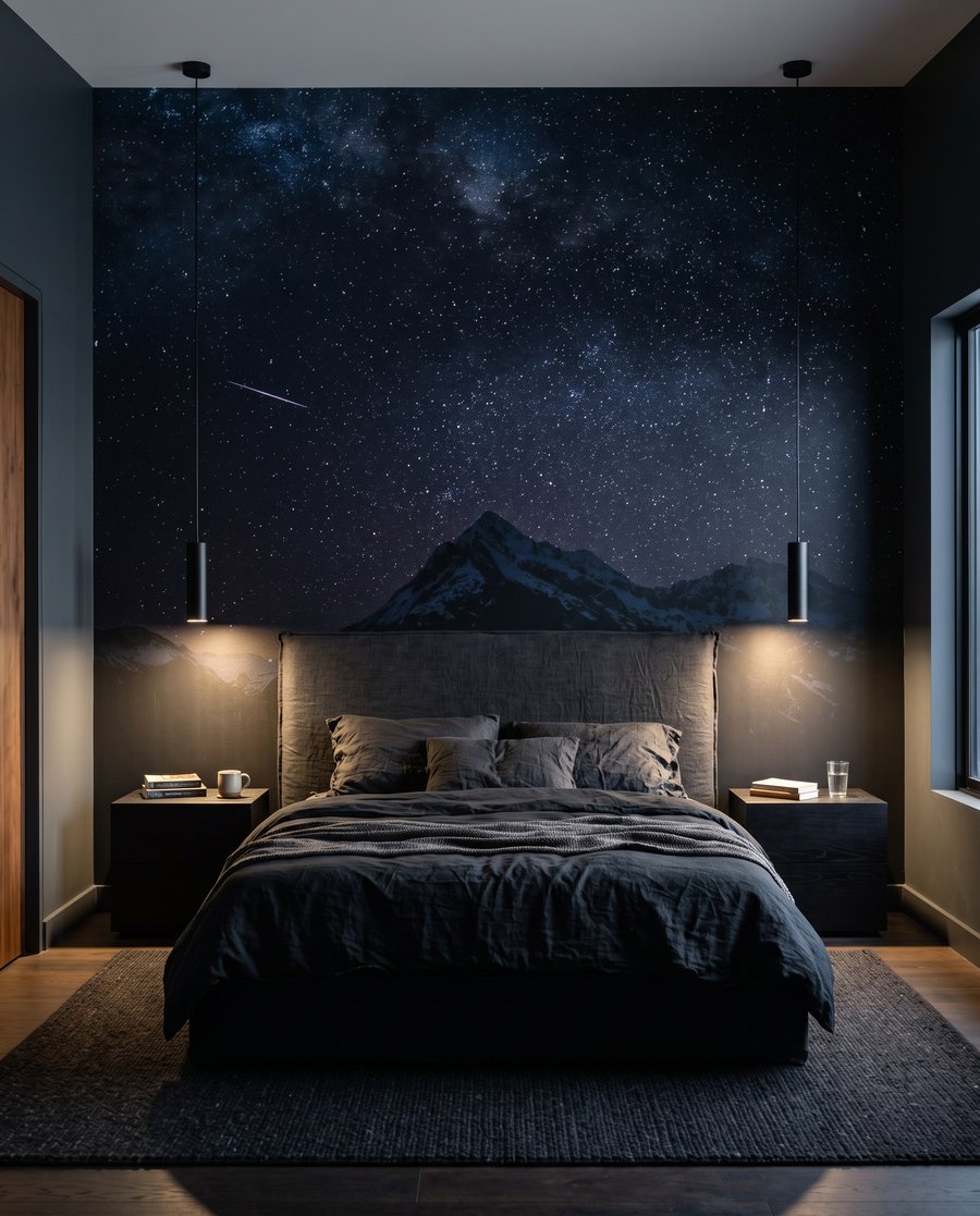 Étoiles au-dessus des cimes dans un intérieur
