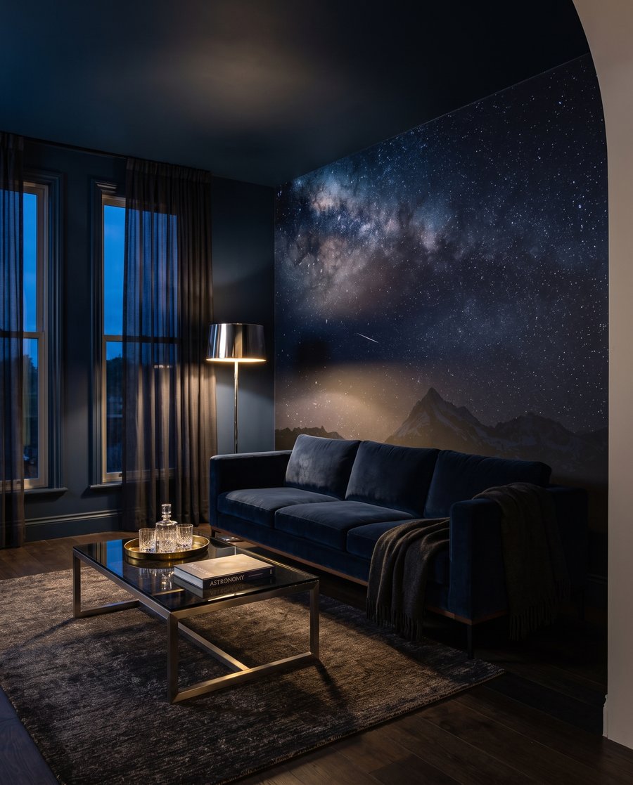 Étoiles au-dessus des cimes dans un intérieur