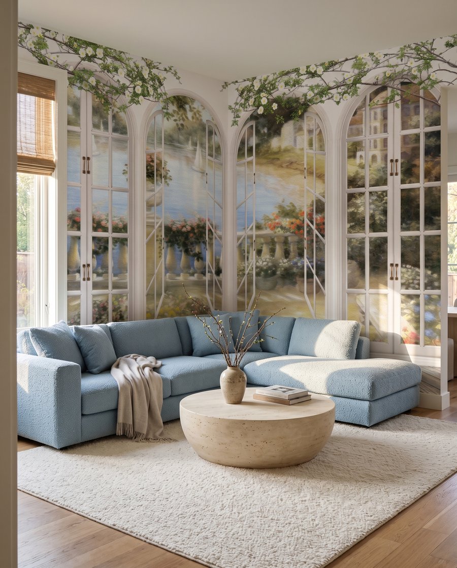 Ouverture sur le jardin dans un intérieur