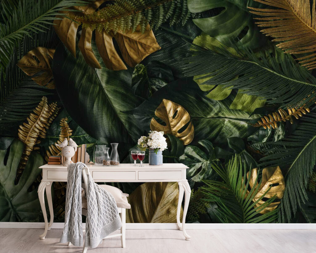 Vert sombre et or dans un intérieur