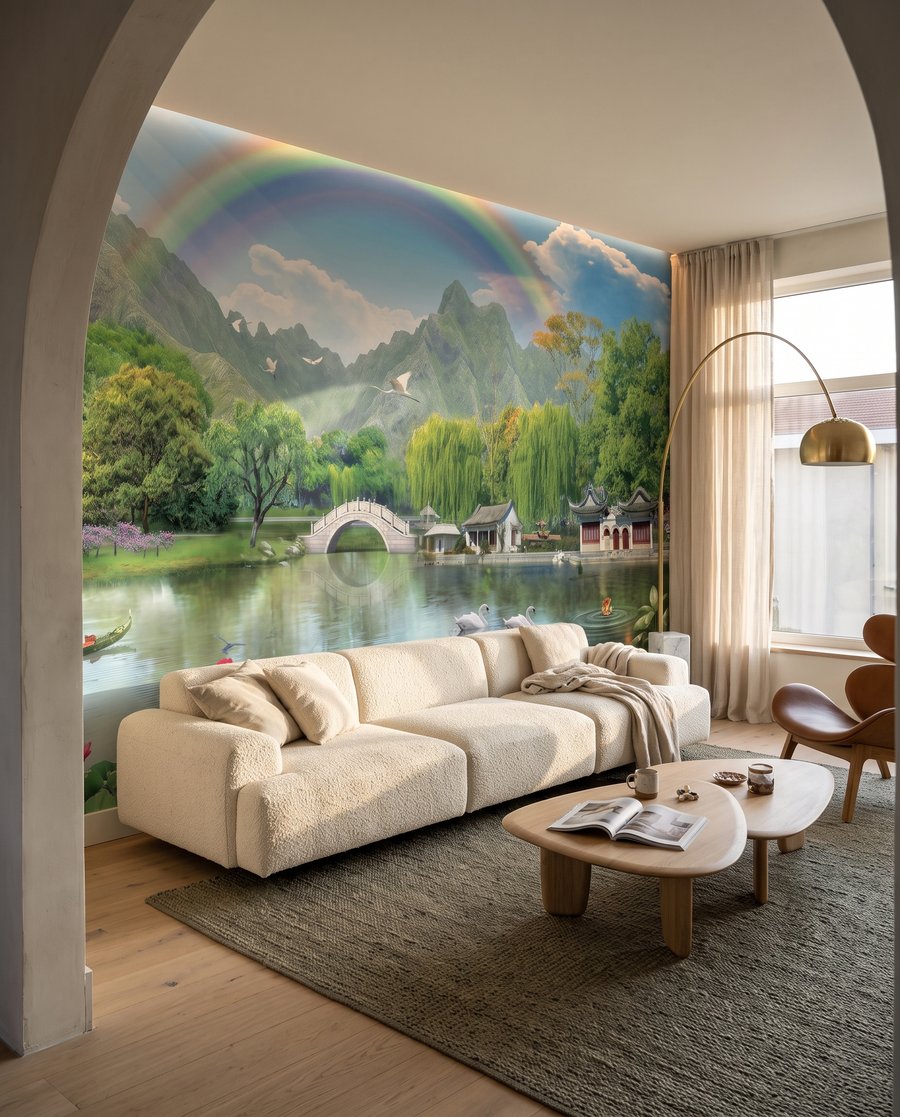 Arc-en-ciel sur les lotus dans un intérieur