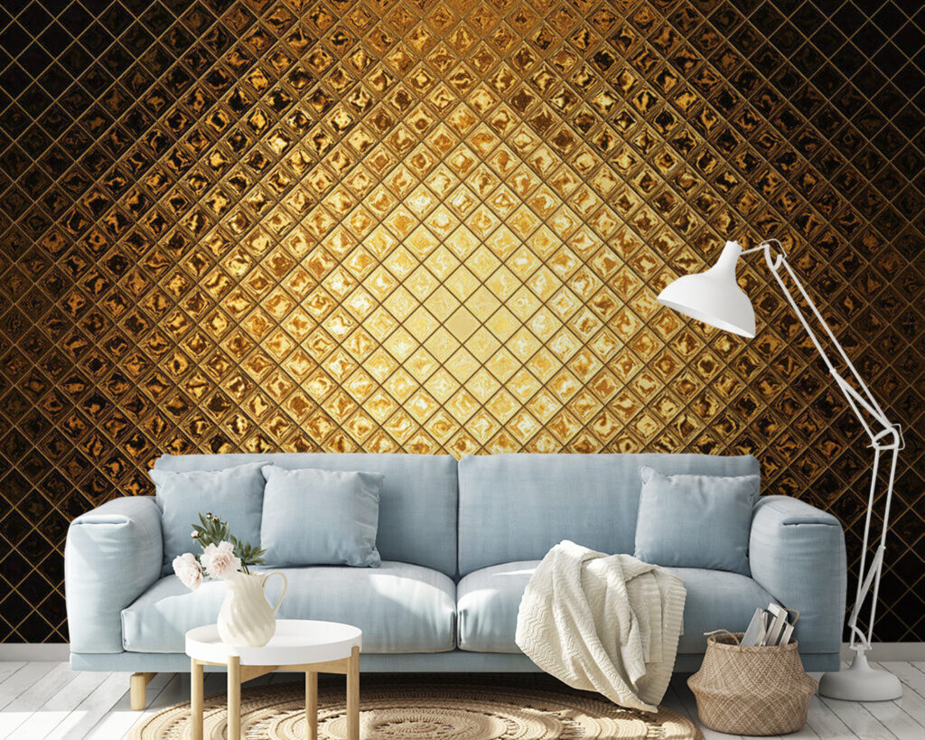 Treillis doré lumineux dans un intérieur