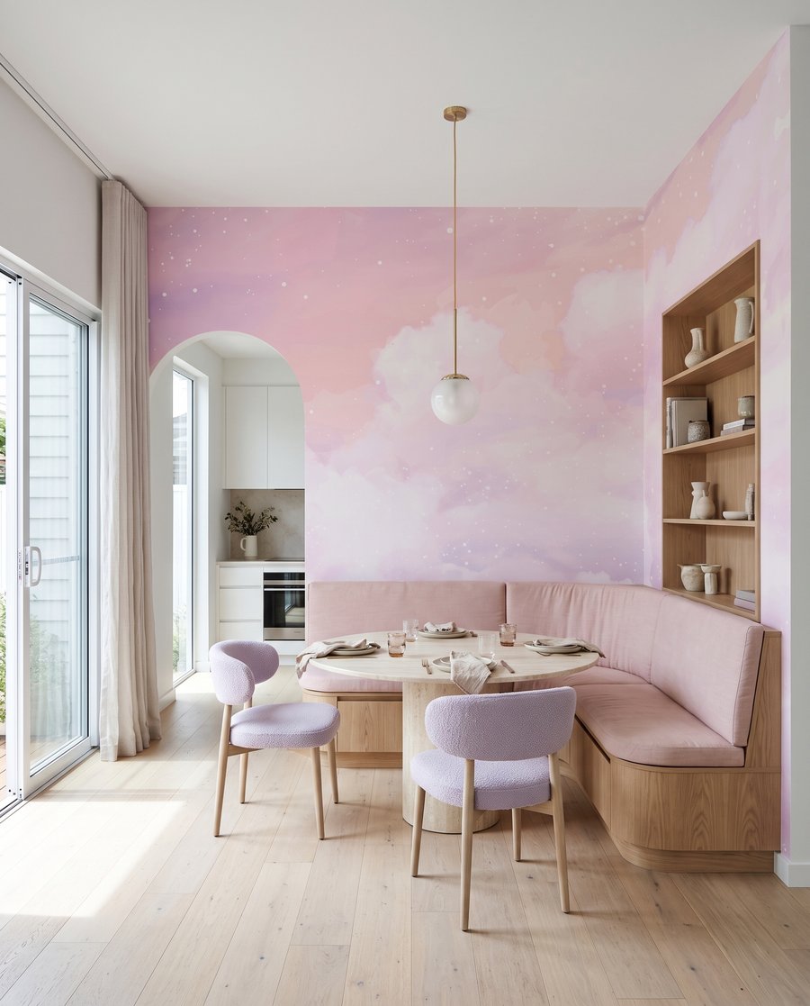 Nuages roses dans un intérieur