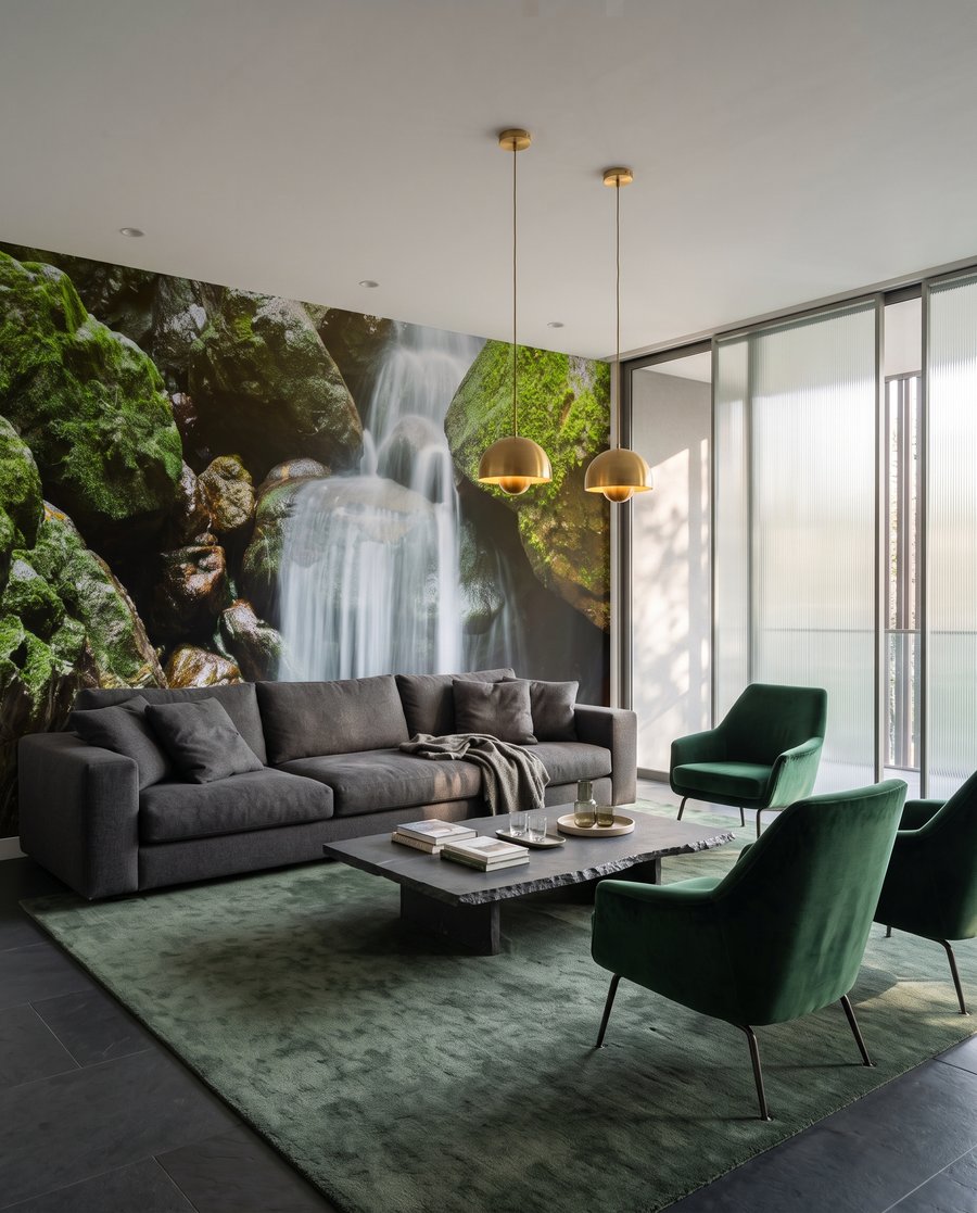 Ruisseau à l’ombre verte dans un intérieur