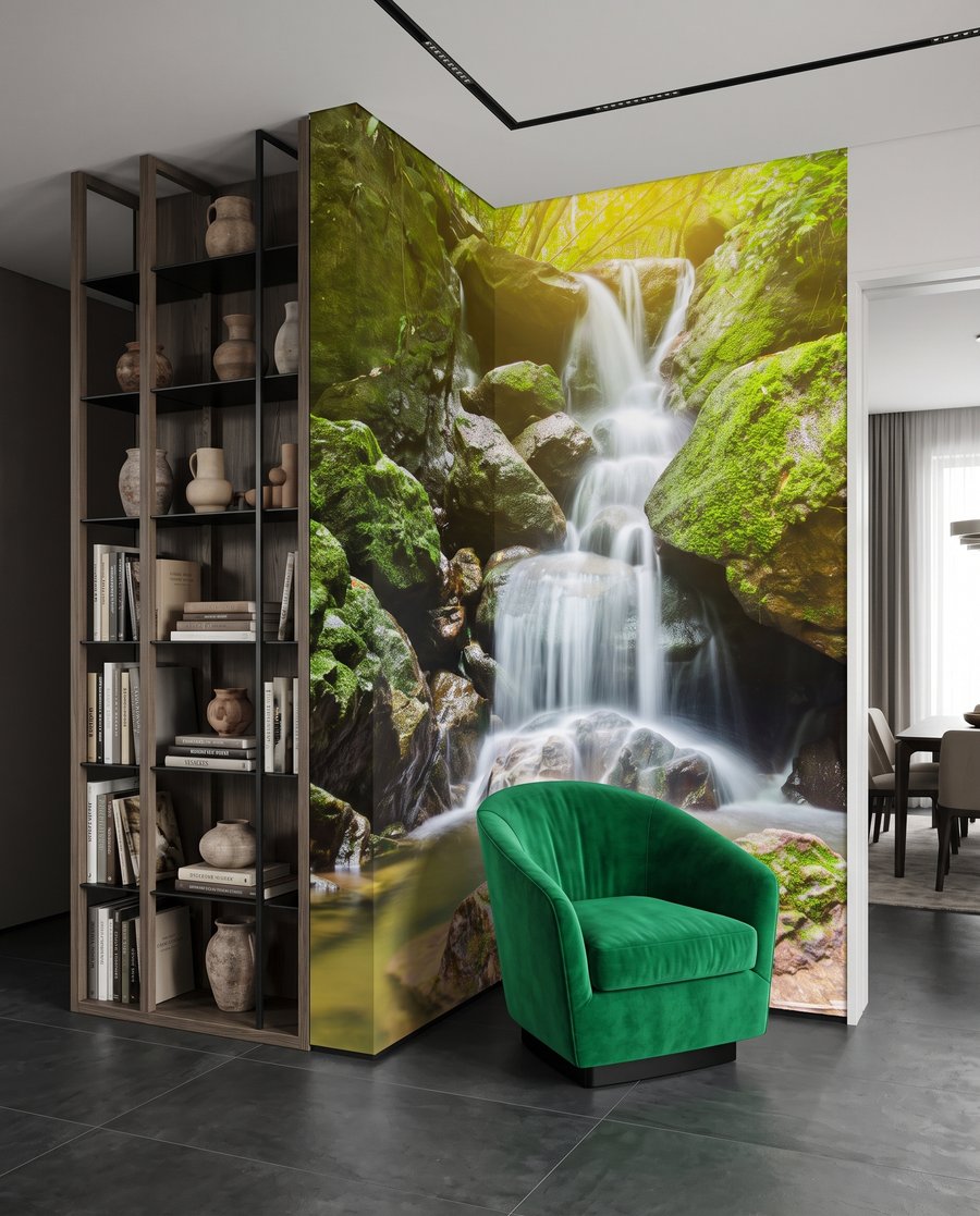 Ruisseau à l’ombre verte dans un intérieur